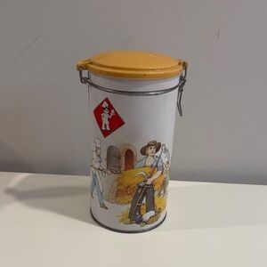 Vintage Dutch Rusks Cookie Tin Metal Canister w/ Clasp Closure